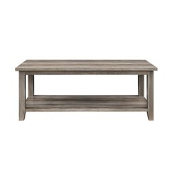 Walker Edison - Modern Minimal Coffee Table with Lower Shelf - Grey Wash - Front_Zoom