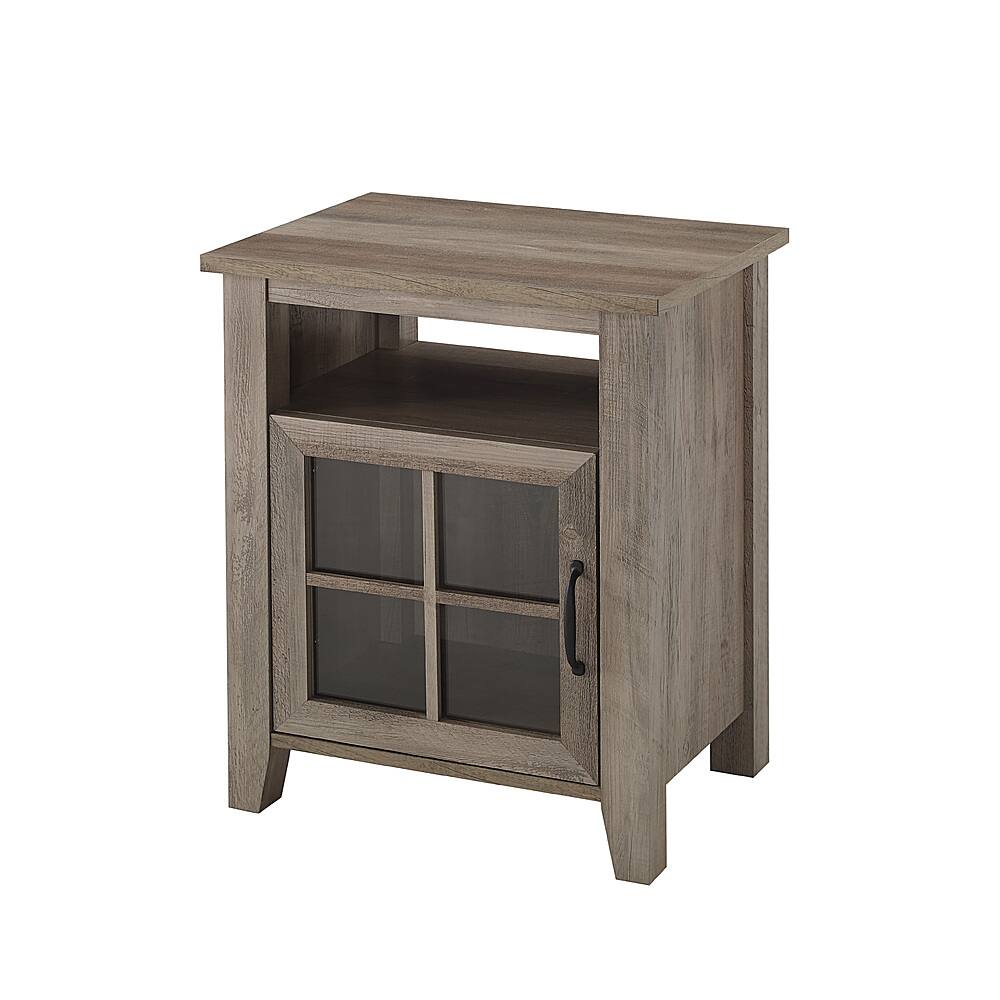 Best Buy: Walker Edison Classic Glass-Door Side Table with Cubby Grey ...