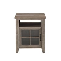 Walker Edison - Classic Glass-Door Side Table with Cubby - Grey Wash - Front_Zoom