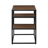 Walker Edison - Modern Minimal Side Table with Floating Shelves - Dark Walnut - Front_Zoom