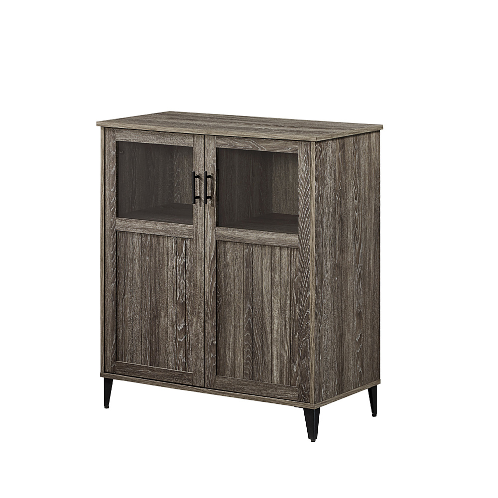 Walker Edison Classic Grooved Glass-Door Accent Cabinet Cerused Ash ...