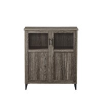 Walker Edison - Classic Grooved Glass-Door Accent Cabinet - Cerused Ash - Front_Zoom