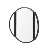 Walker Edison - Contemporary Round Metal Wall Mirror with Hinging Sides - Black - Angle_Zoom