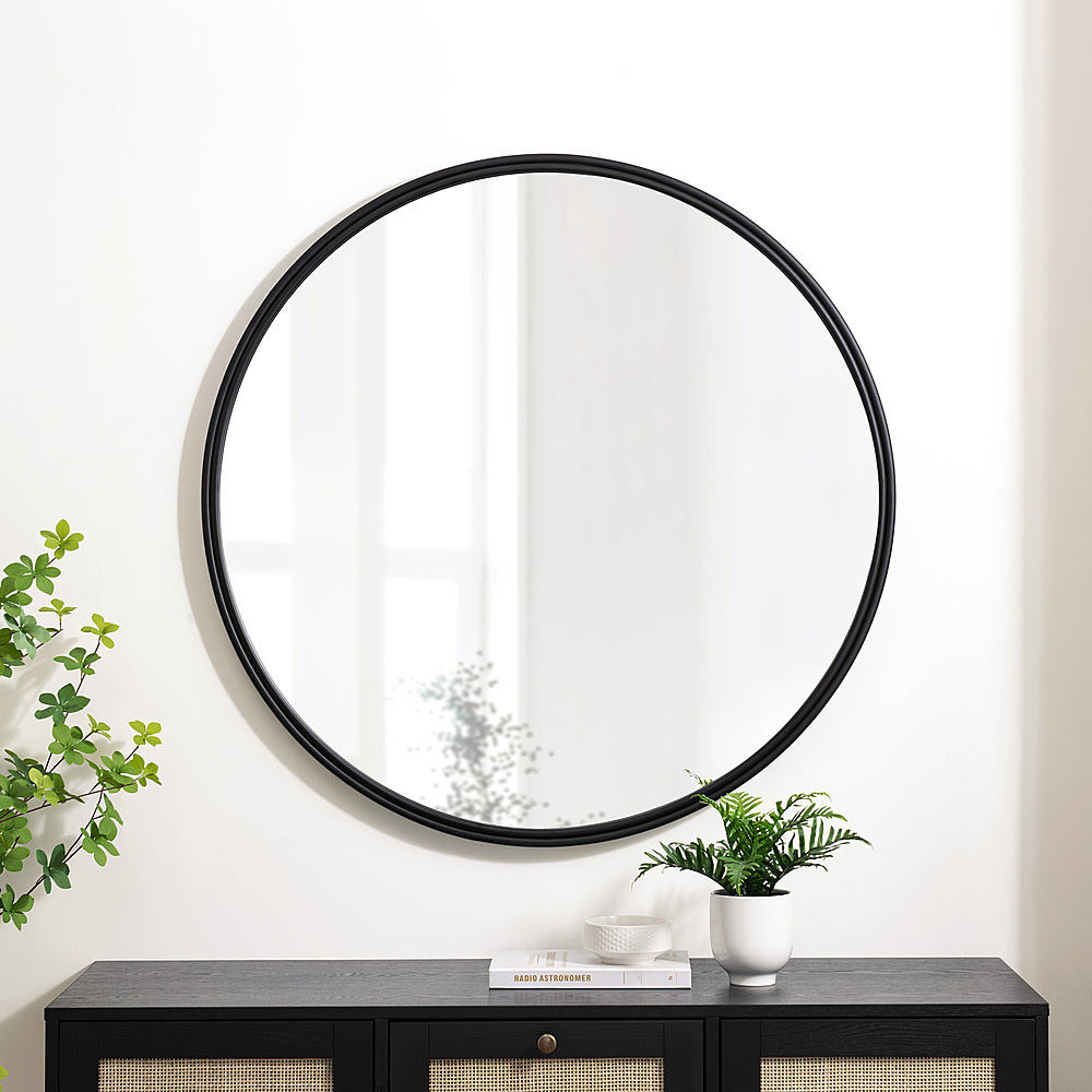 Walker Edison Modern Minimalist Round Wall Mirror Black BBM36MIBL ...