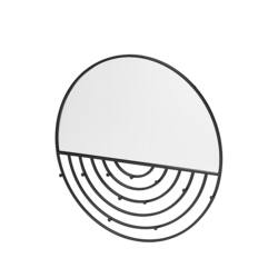 Walker Edison - Modern Metal Round Mirror with Jewelry Storage - Black - Angle_Zoom