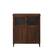 Front. Walker Edison - Classic Grooved Glass-Door Accent Cabinet - Dark Walnut.