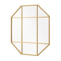 Walker Edison - Contemporary Windowpane Hanging Wall Mirror - Gold - Angle_Zoom