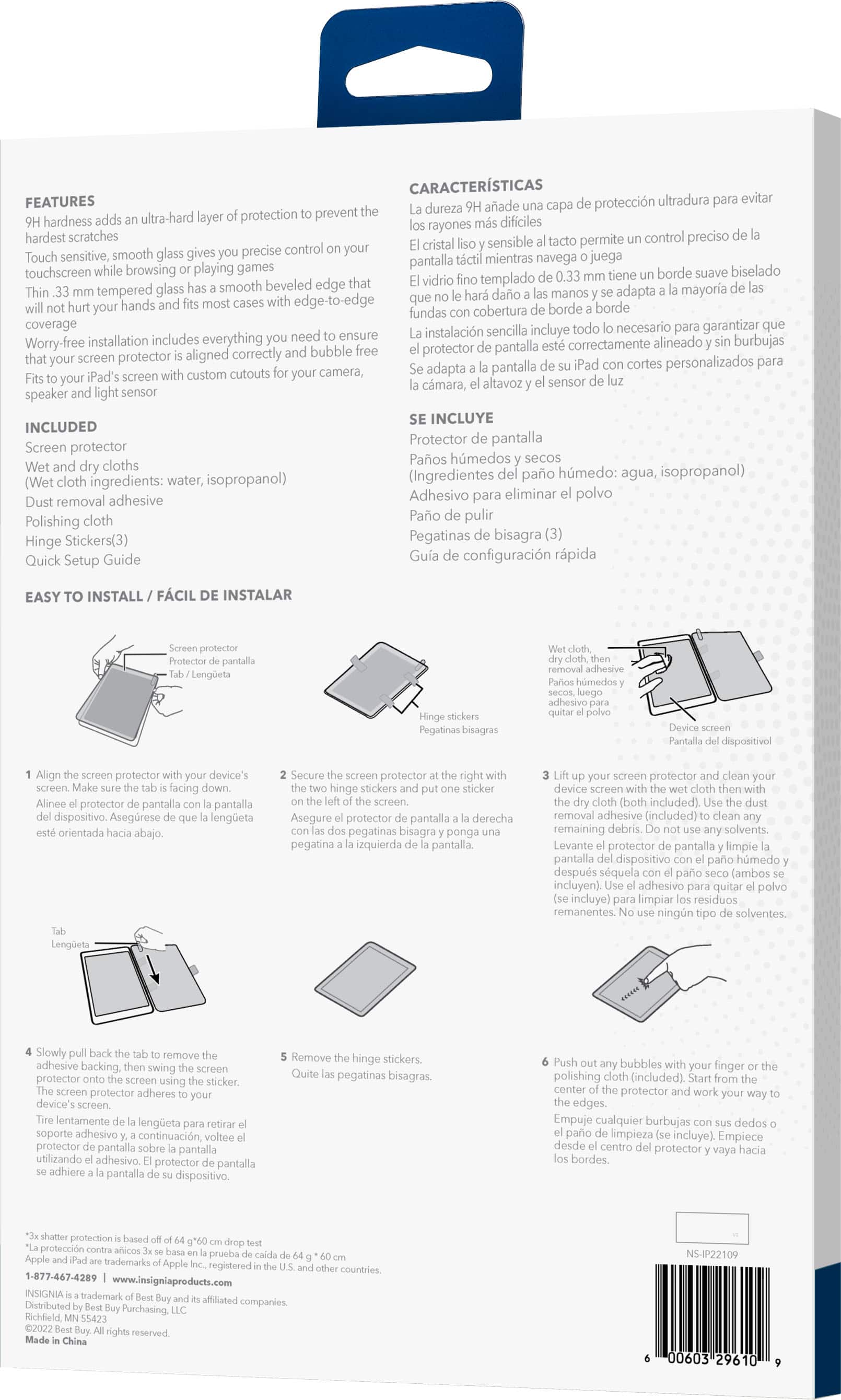 Alt View 19. Insignia™ - HD Glass Screen Protector for Apple iPad 10.9” (10th Gen/Latest Model) - Clear.