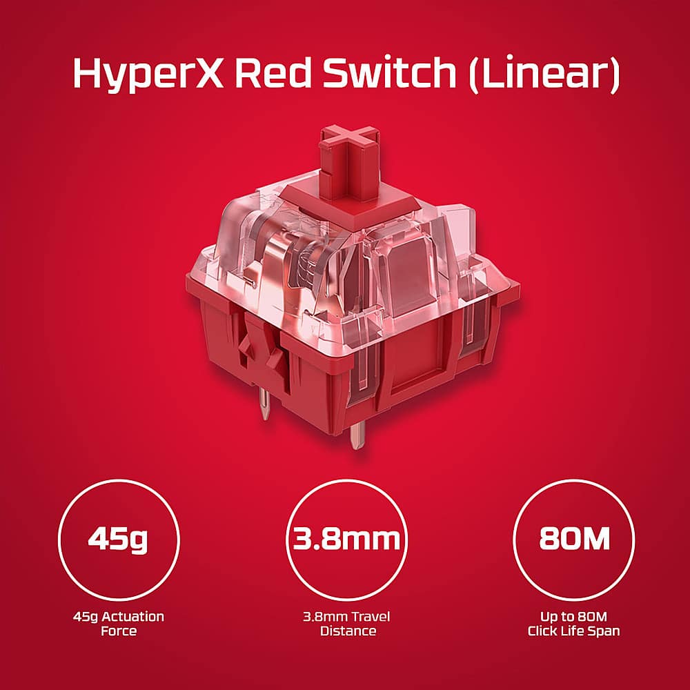 HyperX Alloy Origins PBT Wired Mechanical Red Linear Switch Gaming ...