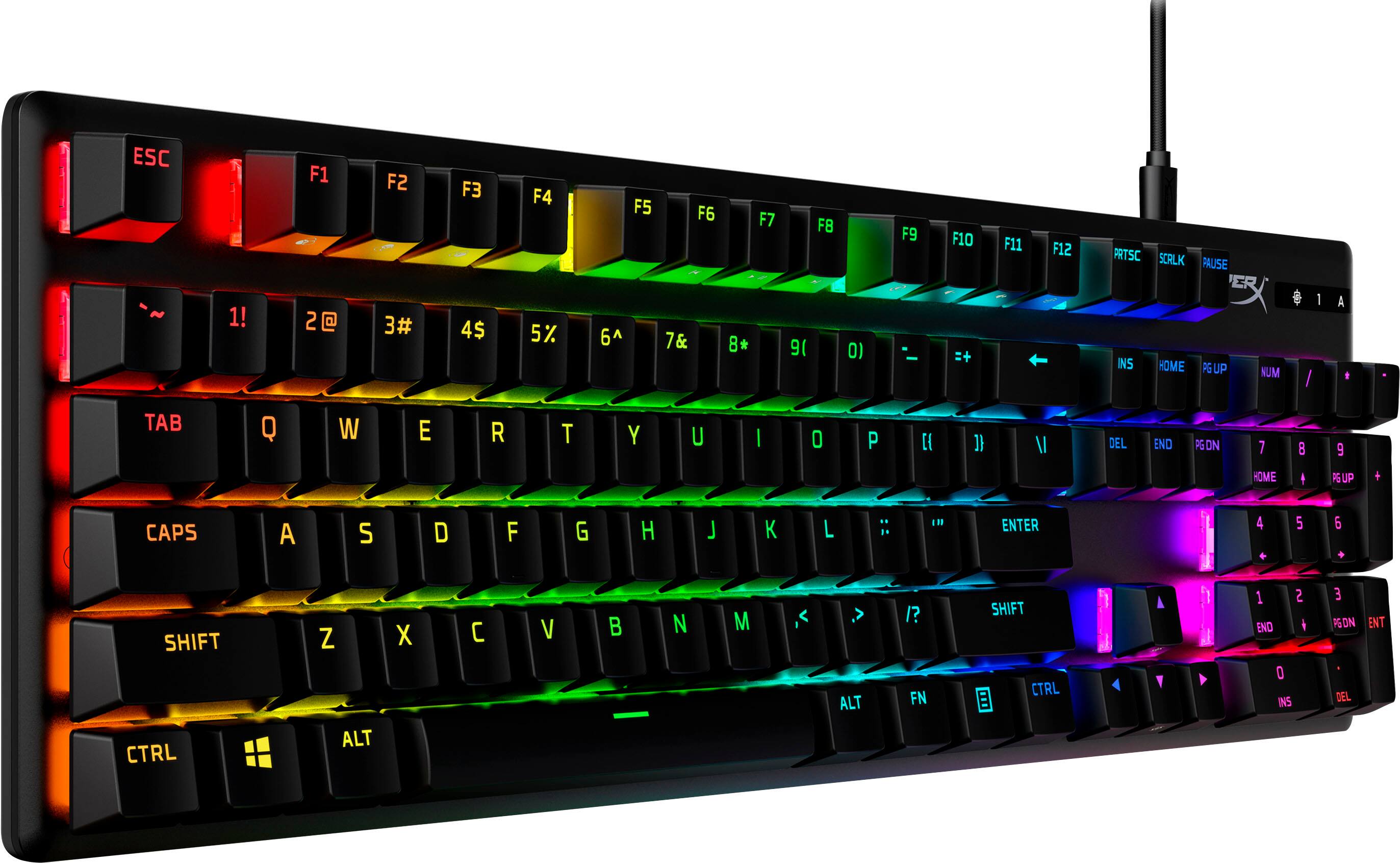 Alt View 18. HyperX - Alloy Origins PBT Wired Mechanical Red Linear Switch Gaming Keyboard with RGB Back Lighting - Black.