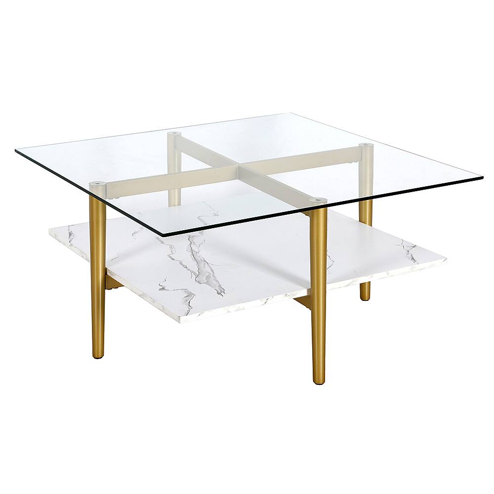 Best Buy Camden&Wells Otto Square Coffee Table Brass/Faux Marble CT1515