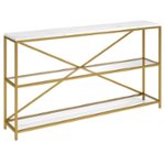 Angle Zoom. Camden&Wells - Fionn Console Table - Gold/Faux Marble.