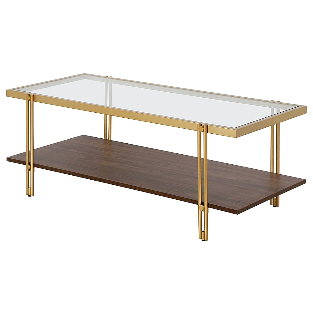 Best Buy: Camden&wells Inez Rectangular Coffee Table Brass Walnut Ct1557