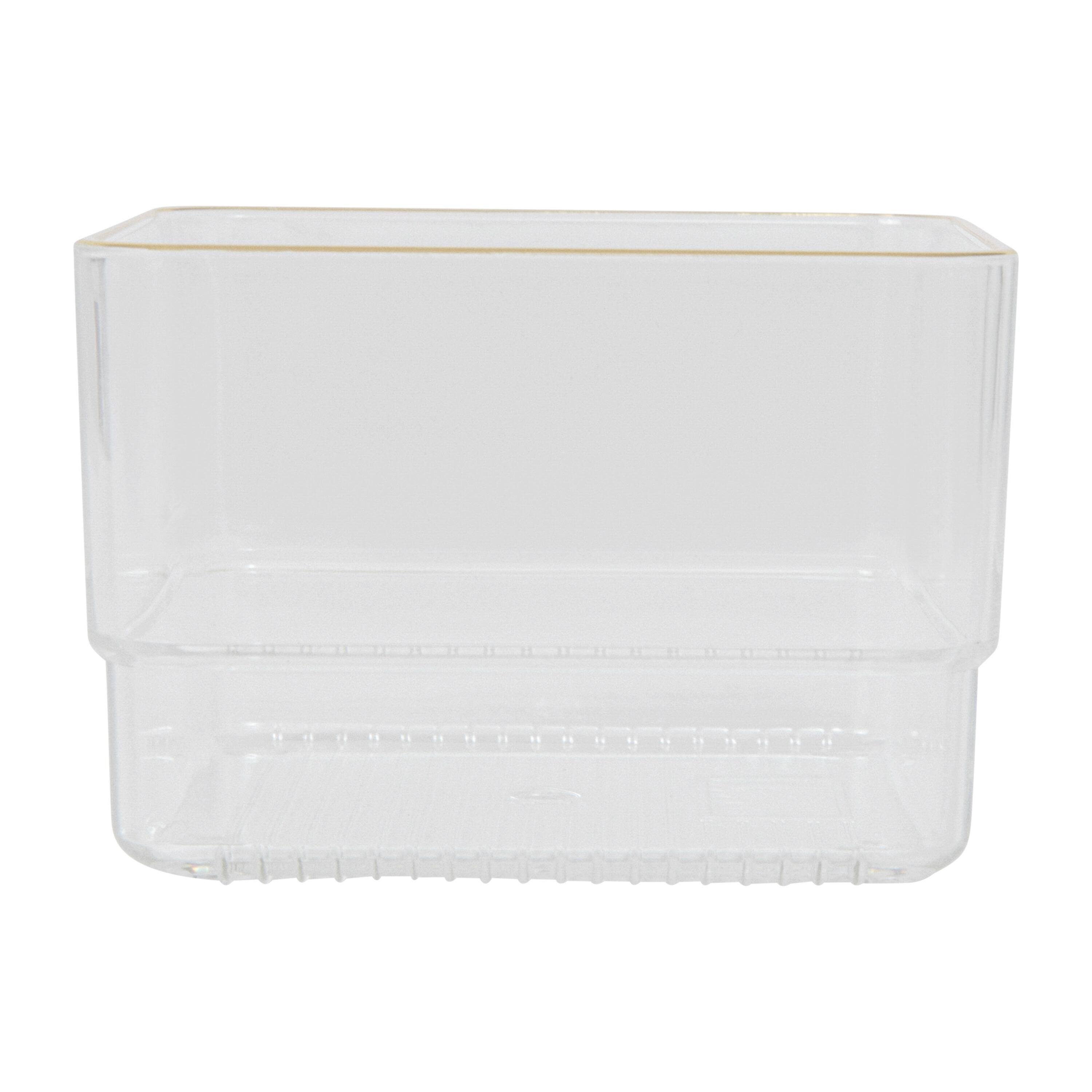 Alt View 17. Martha Stewart - Kerry Set of 12 Plastic Stacking Desk Drawer Organizers with Gold Trim - 3 x 3 - Clear/Gold Trim.