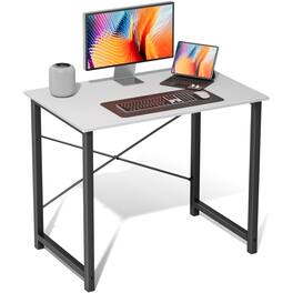 AENKYO - 31 inch Computer Desk with Charging Station and Storage Shelves - 59" Wide - White