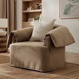 Lark Slipcovered Fabric Oversized Armchair by Modway - Almond