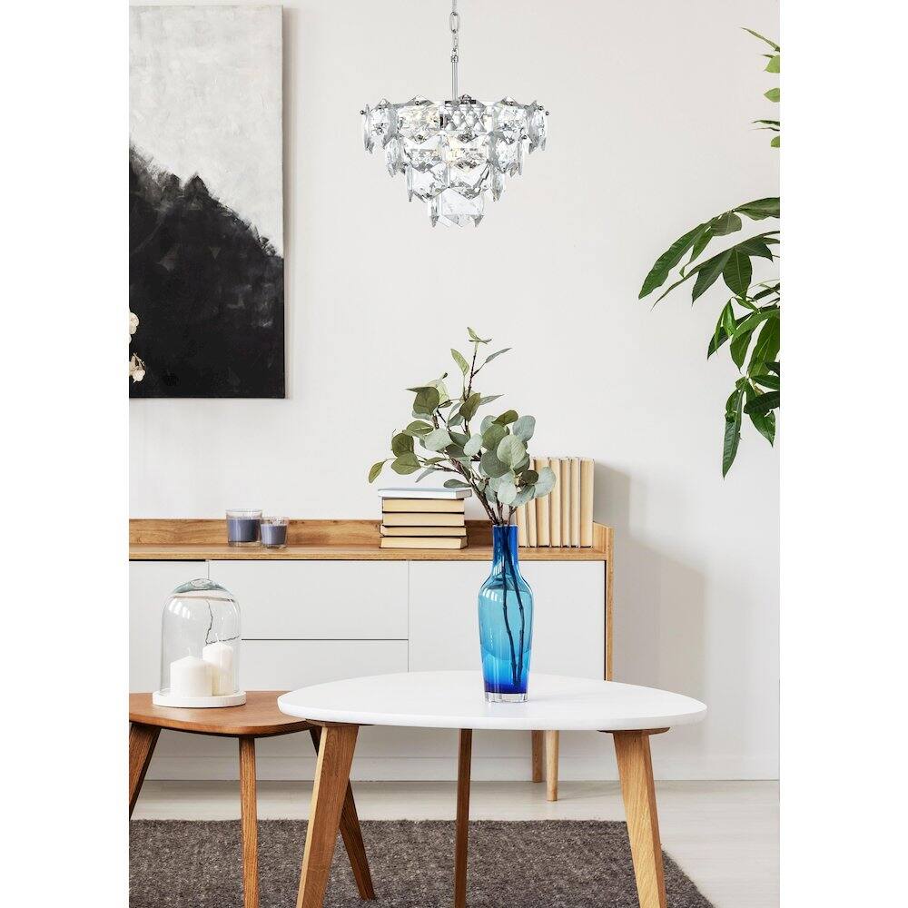 Alt View 4. Elegant Lighting - Adaline 16 Inch Chandelier In Chrome - Chrome And Clear.