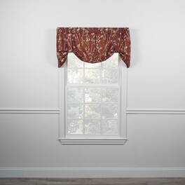 Ellis Curtain - Meadow High Quality Room Darkening Solid Natural Color Lined Tie-Up Window Valance - 50 x22" - Cardinal