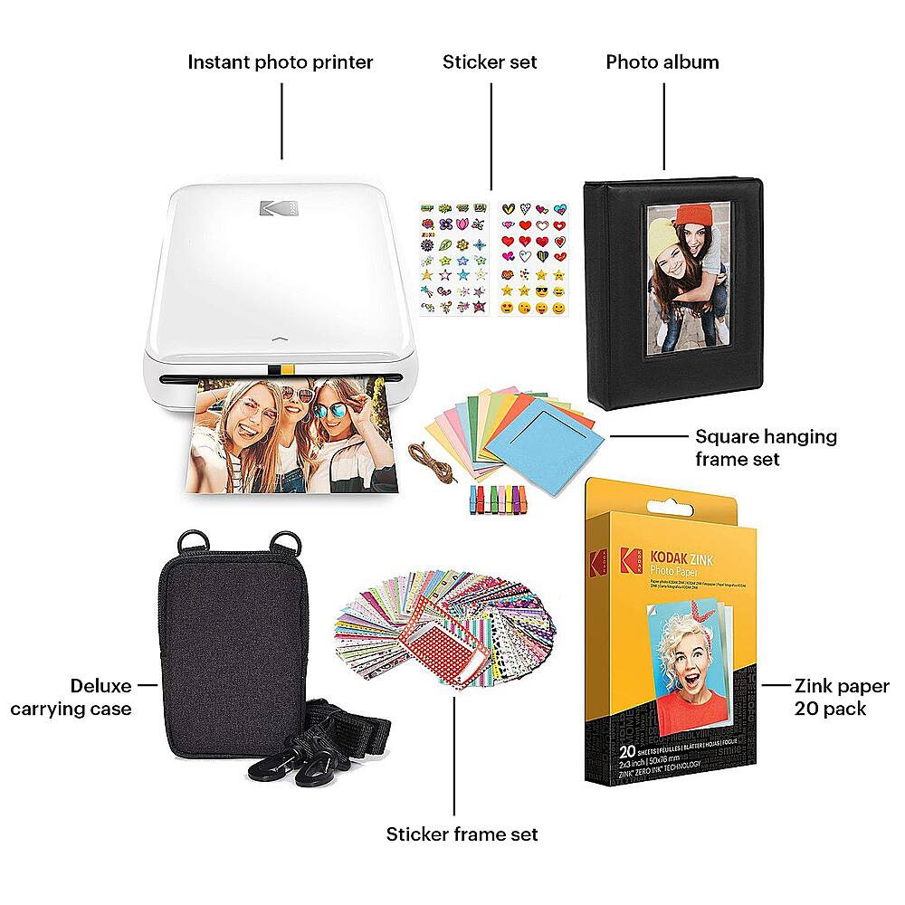 Alt View 1. Kodak - Step Instant Photo Printer with 2" x 3" Zink Photo Paper, Deluxe Case, Album & More! - White.