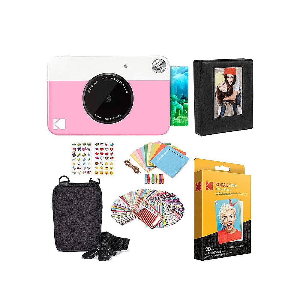 Kodak Printomatic Instant Camera Bundle, Zink Paper 20 Sheets - Case -  Photo Album - Hanging Frames - ZINK 2x3 Sticky-Backed Photo Paper Print  Memories Instantly, Instant Print Camera With ZINK ZERO