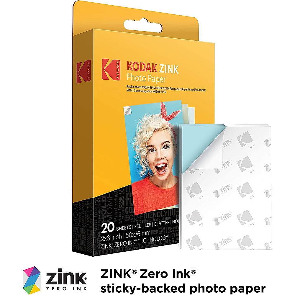 Kodak Printomatic Instant Camera (Blue) Gift Bundle + Zink Paper (20  Sheets) 