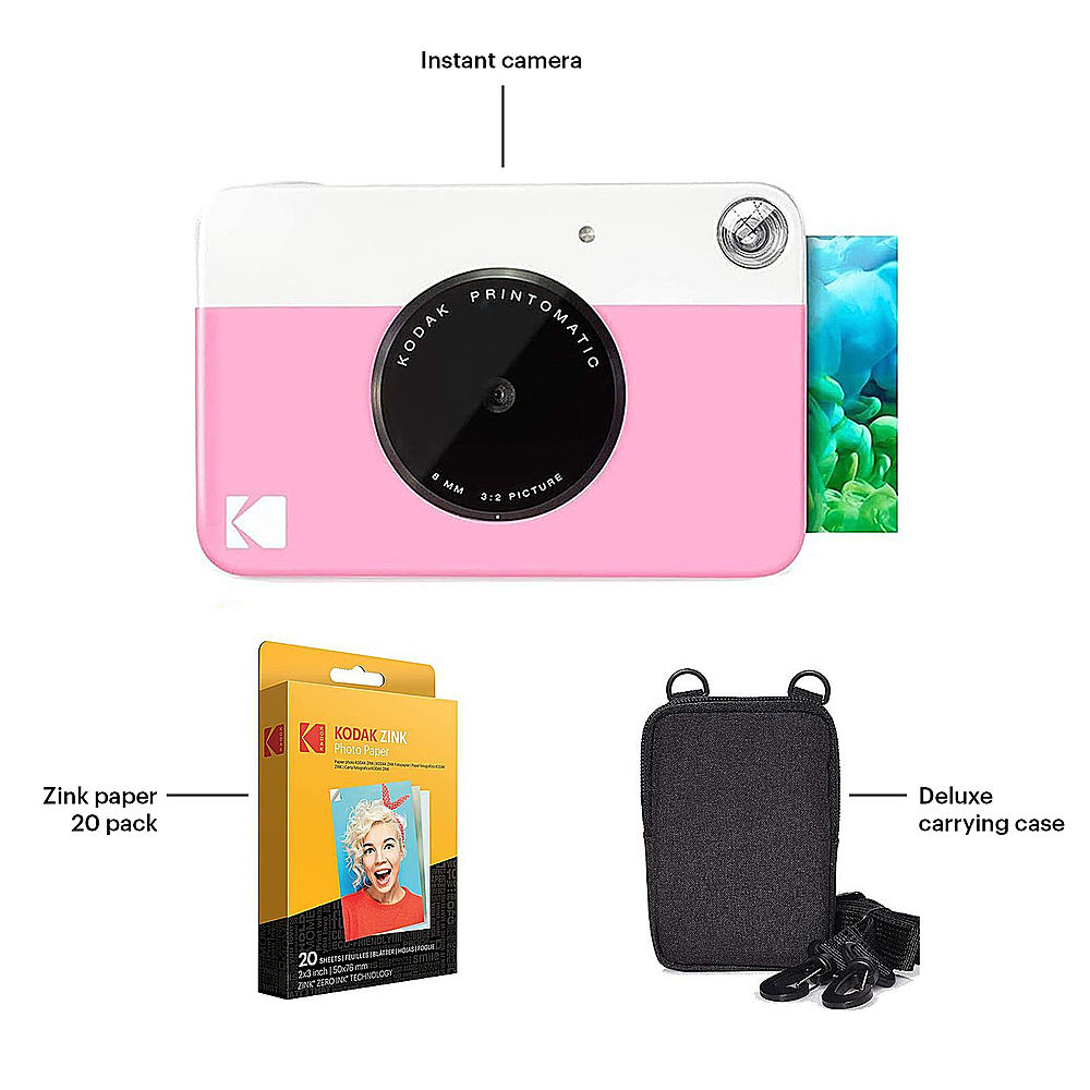 Kodak Printomatic Digital Instant Print Camera - Full Color Prints On Zink  2x3 Sticky-backed Photo Paper Print Memories Instantly : Target