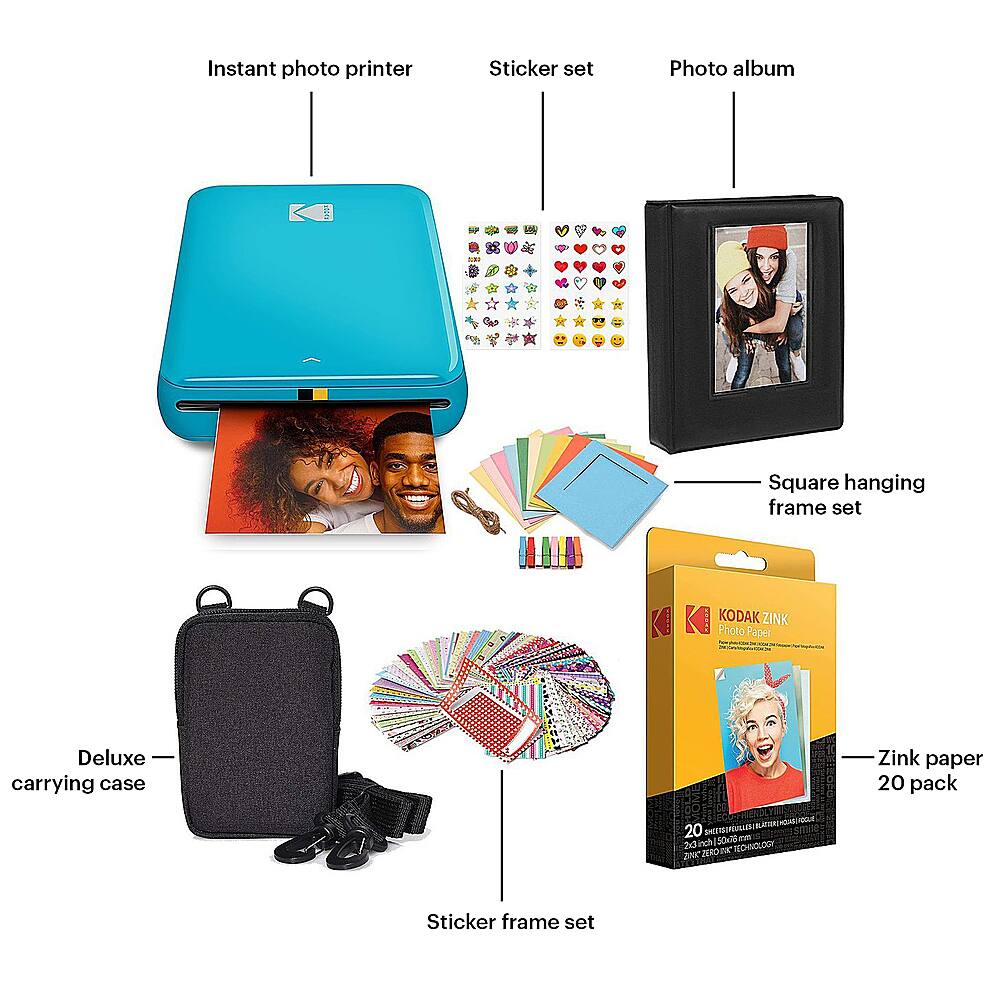 Alt View 1. Kodak - Step Instant Photo Printer with 2" x 3" Zink Photo Paper, Deluxe Case, Album & More! - Blue.