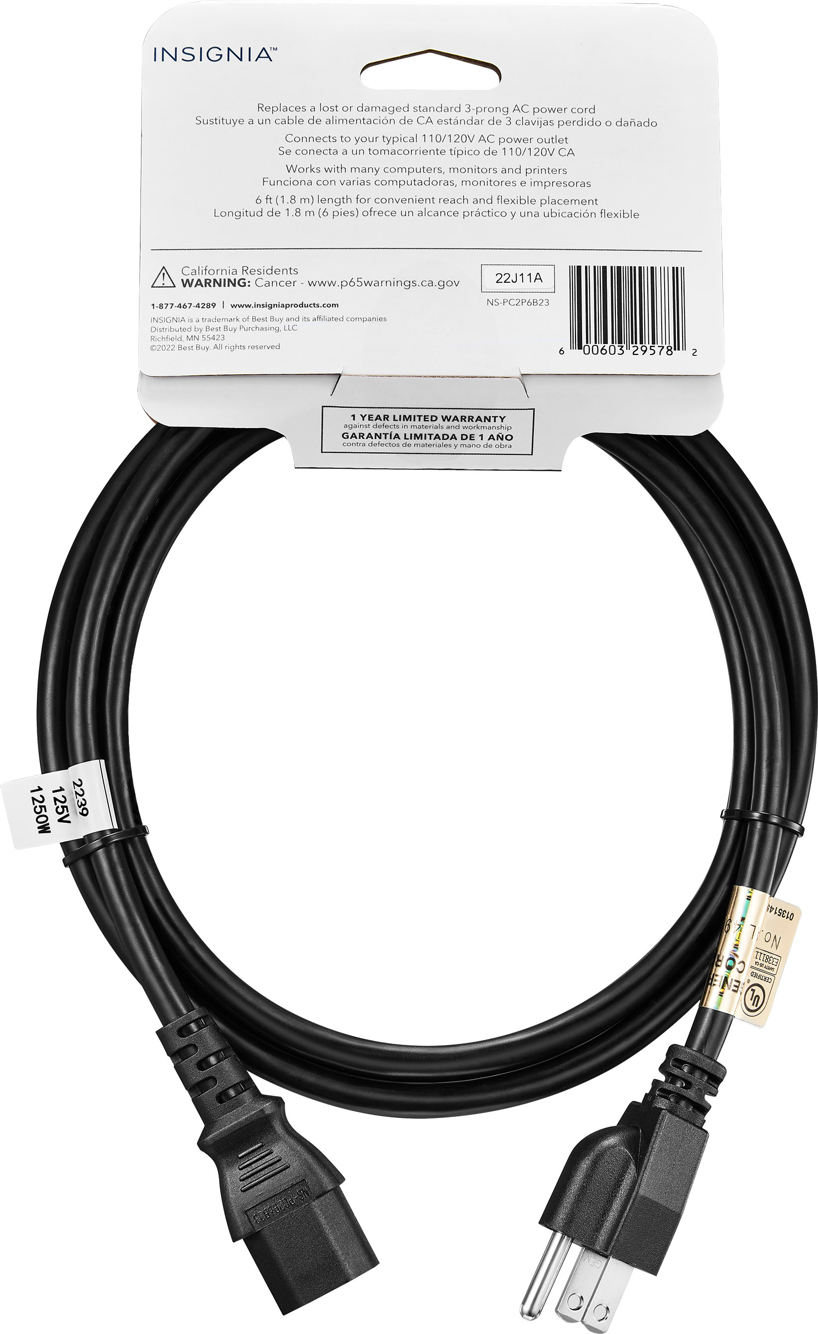 Insignia™ 8' Cat-6 Ethernet Cable Black NS-PNW5608 - Best Buy
