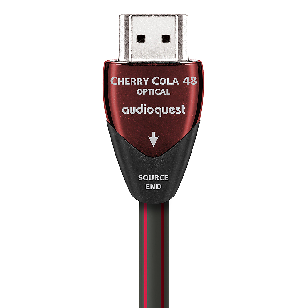 Left View: AudioQuest - Cherry Cola 16.4' 8K-10K 48Gbps Active Optical HDMI Cable - Black/Red