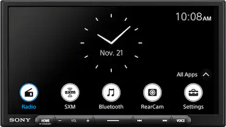 Front. Sony - 7" Wireless Apple CarPlay and Android Auto Digital Media Receiver Maestro Compatible - Black.