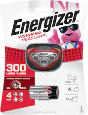 Front. Energizer - Vision HD LED 300 Lumen Headlamp (Batteries included) - red.