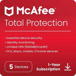 McAfee - Total Protection (5 Device) Antivirus & Internet Security Software (1-Year Subscription) - Android, Apple iOS, Chrome, Mac OS, Windows [Digital]