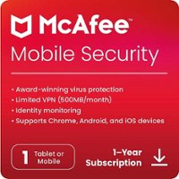 McAfee Mobile Security (1 Device) Antivirus Software (1-Year Subscription) - Android, Apple iOS [Digital] - Front_Zoom