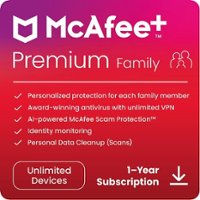 McAfee - McAfee+ Premium Family (Unlimited Devices) Antivirus Security Software + VPN + Parental Controls (1-Year Subscription) - Android, Apple iOS, Mac OS, Windows, Chrome [Digital] - Front_Zoom