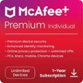 McAfee Premium Individual: Award-winning antivirus with unlimited VPN, Al-powered McAfee Scam Protection, Identity monitoring, Personal Data Cleanup (Scans), Online Account Cleanup (Scans), and Unlimited 1-Year Devices Subscription.