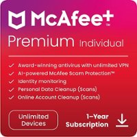 McAfee - McAfee+ Premium (Unlimited Devices) Individual Antivirus and Internet Security Software (1-Year Subscription) - Android, Apple iOS, Chrome, Mac OS, Windows [Digital] - Front_Zoom