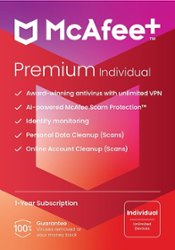 McAfee - McAfee+ Premium (Unlimited Devices) Antivirus Internet Security Software + VPN + ID Monitoring (1-Year Subscription) - Android, Apple iOS, Mac OS, Windows, Chrome - Front_Zoom
