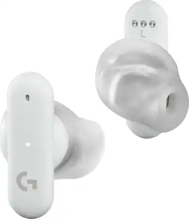 Front. Logitech - FITS True Wireless Gaming Earbuds for PC, Mac, PS5, PS4, Mobile, Nintendo Switch - White.