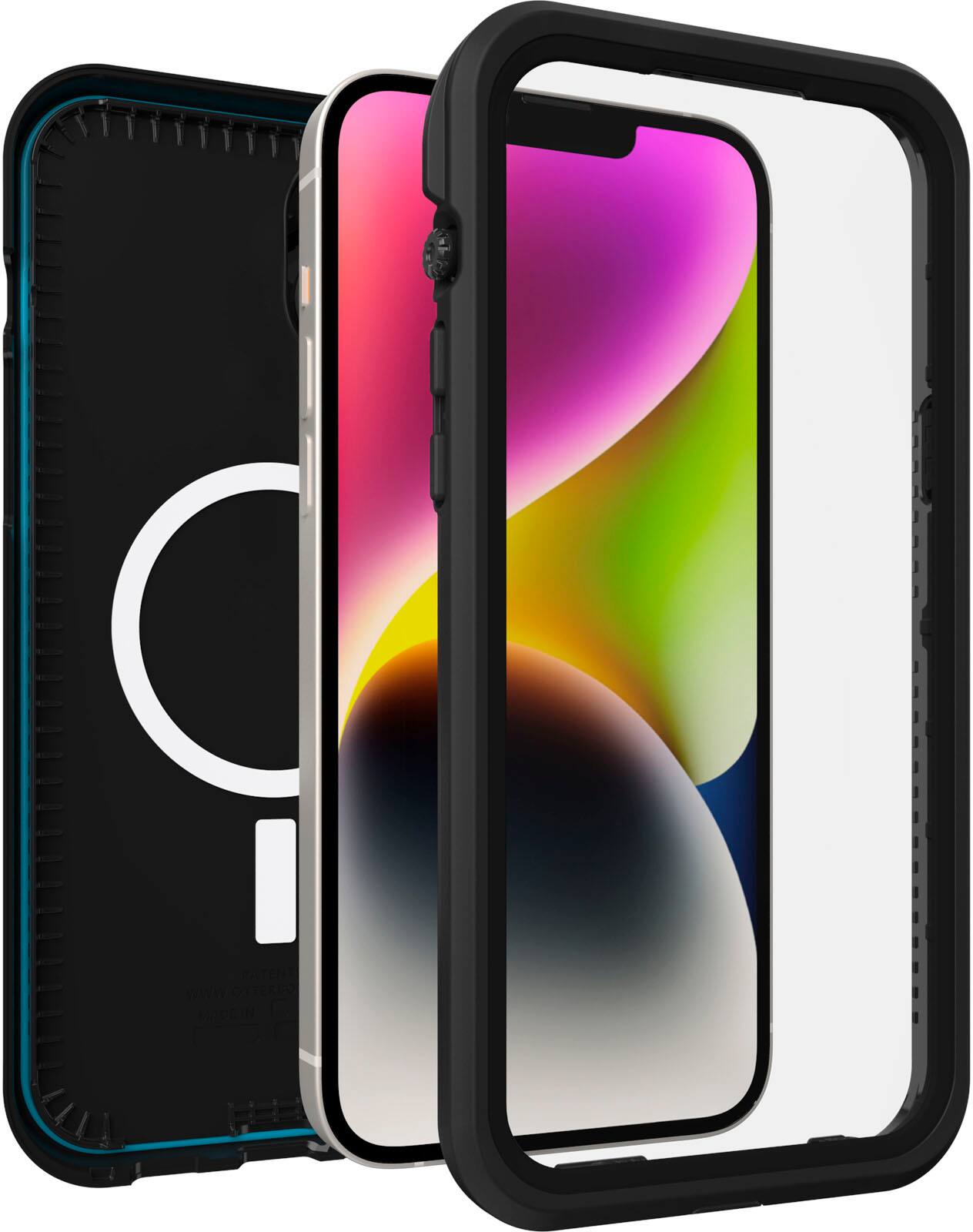 Angle. OtterBox - Frē Series for MagSafe Hard Shell Case for Apple iPhone 14 Plus - Black.