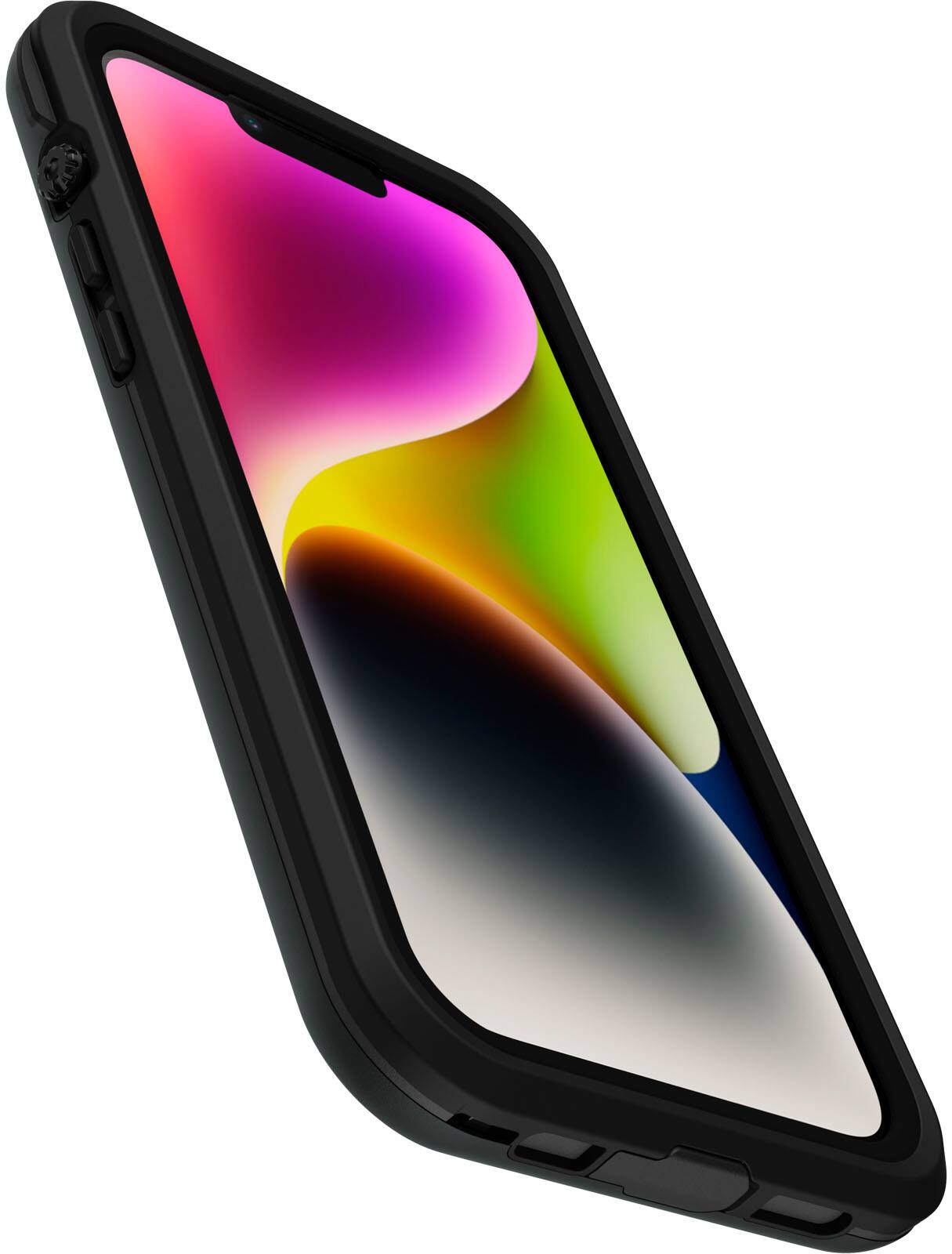 Left. OtterBox - Frē Series for MagSafe Hard Shell Case for Apple iPhone 14 Plus - Black.