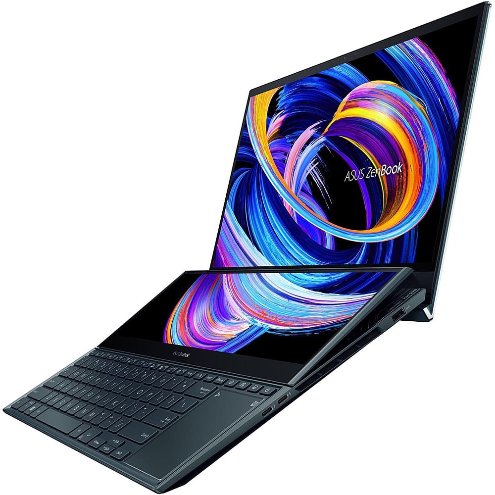 ASUS Portátil ZenBook Pro Duo 15 OLED UX582, pantalla táctil 4K de 15.6,  Intel Core i9-12900H, 32GB RAM, SSD de 1TB, GeForce RTX 3070 Ti, ScreenPad