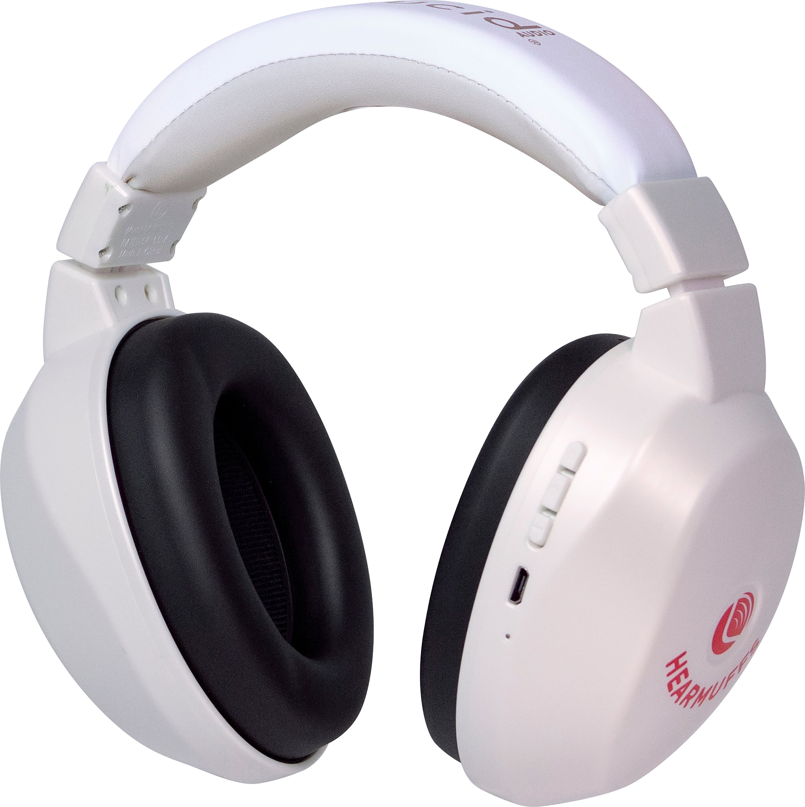 Left View: Lucid Hearing - Bluetooth HearMuffs for Children - Hearing Protection Ear Muffs Ideal for Kids 5-10 Years Old - WHITE