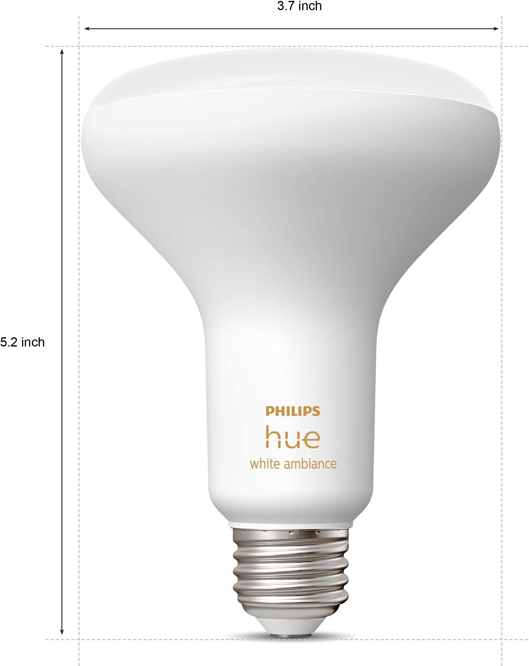 Left. Philips - Hue BR30 Bluetooth 85W Smart LED Bulb (2-Pack) - White Ambiance.