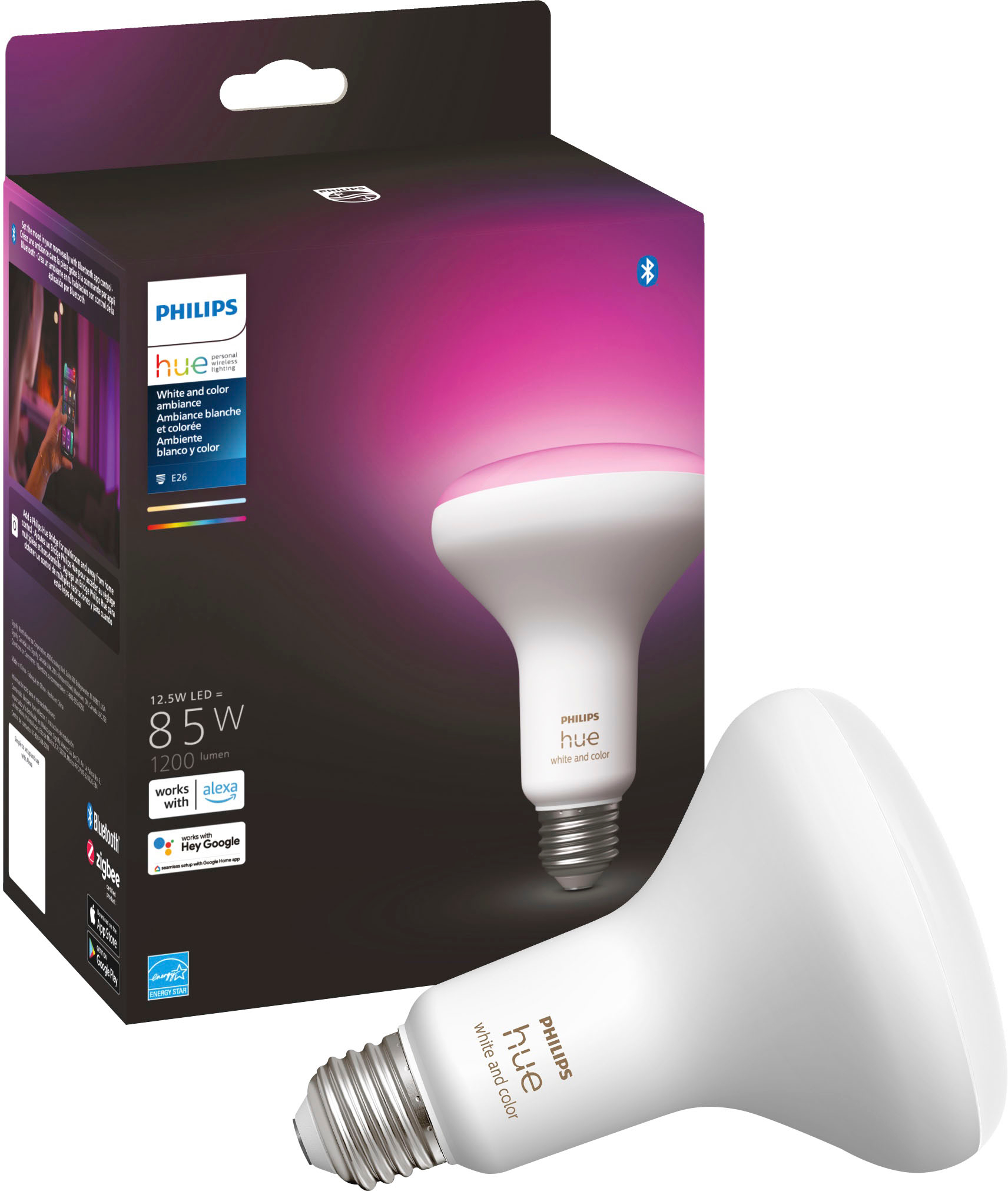 Manchuriet Prisnedsættelse Rendition Philips Hue BR30 Bluetooth 85W Smart LED Bulb White and Color Ambiance  577956 - Best Buy