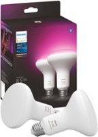 Philips - Hue BR30 Bluetooth 85W Smart LED Bulb (2-pack) - White and Color Ambiance - Front_Zoom