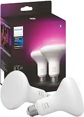 Front. Philips - Hue BR30 Bluetooth 85W Smart LED Bulb (2-Pack) - White and Color Ambiance.