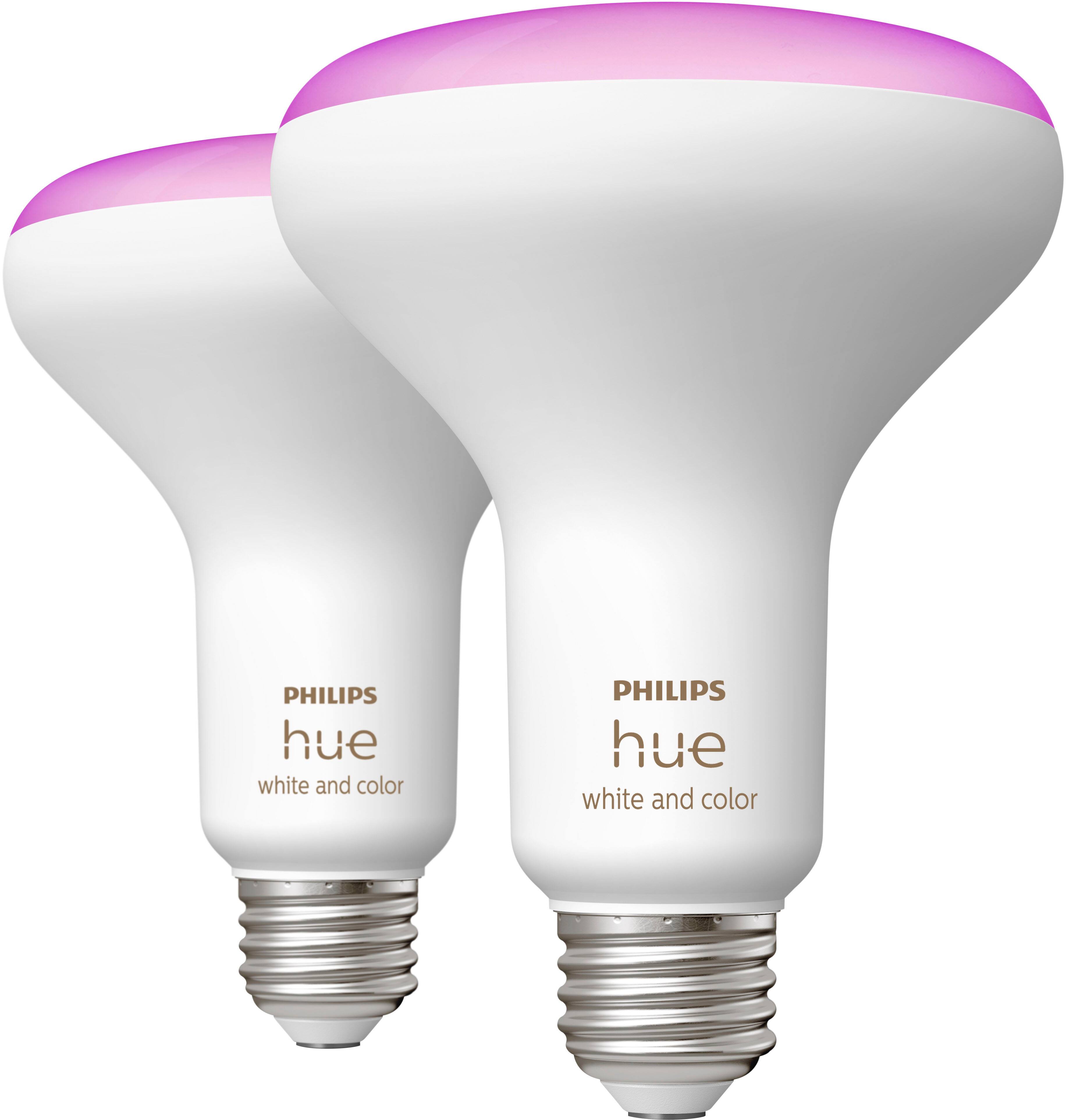 Angle. Philips - Hue BR30 Bluetooth 85W Smart LED Bulb (2-Pack) - White and Color Ambiance.