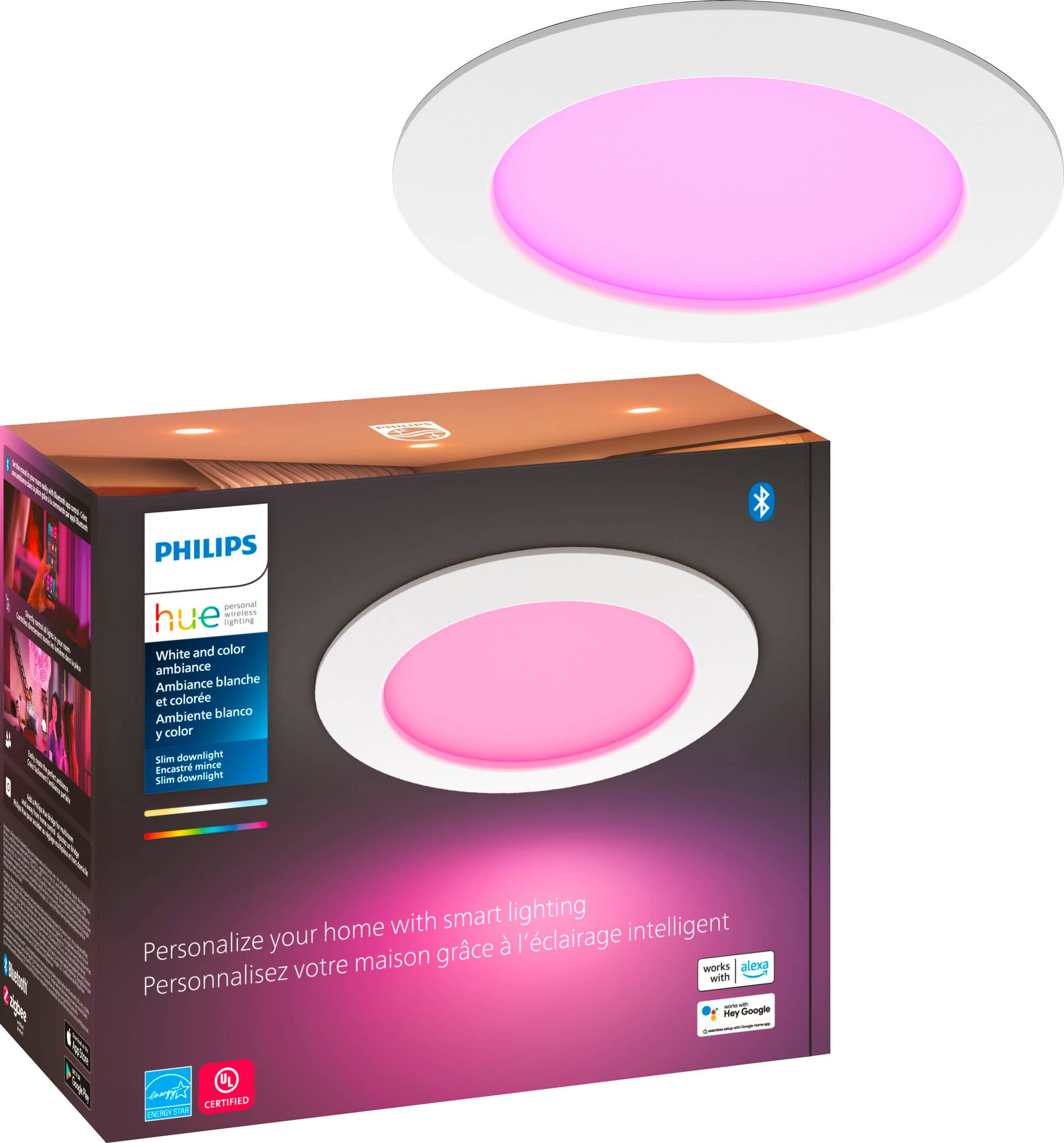 oortelefoon tsunami Talloos Philips Hue White and Color Ambiance Slim Downlight 6" White 579573 - Best  Buy