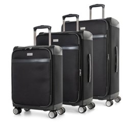 Bugatti - Washinton Hybrid Spinner Suitcase Set (3-Piece) - Black - Front_Zoom