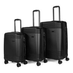 Bugatti - Nashville Hardside Expandable Spinner Suitcase Set (3-Piece) - Black - Front_Zoom